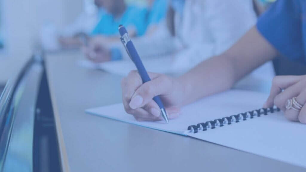 healthcare professional takes notes